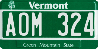 VT license plate AOM324