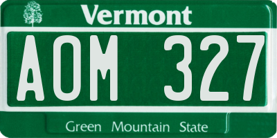 VT license plate AOM327