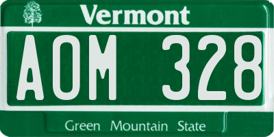 VT license plate AOM328