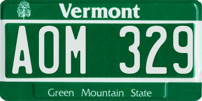 VT license plate AOM329
