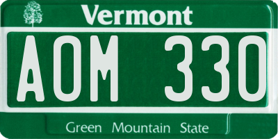 VT license plate AOM330