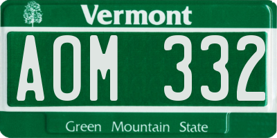 VT license plate AOM332
