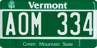 VT license plate AOM334