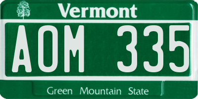 VT license plate AOM335