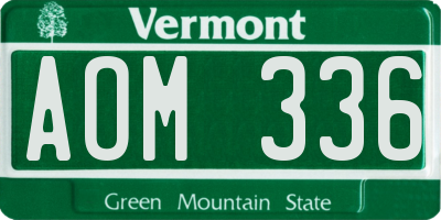 VT license plate AOM336