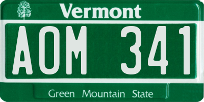 VT license plate AOM341