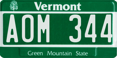 VT license plate AOM344