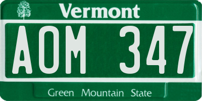VT license plate AOM347
