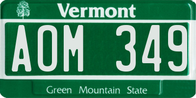 VT license plate AOM349