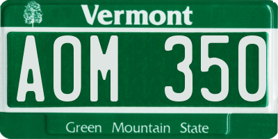 VT license plate AOM350