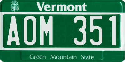 VT license plate AOM351