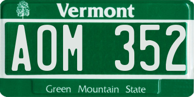 VT license plate AOM352