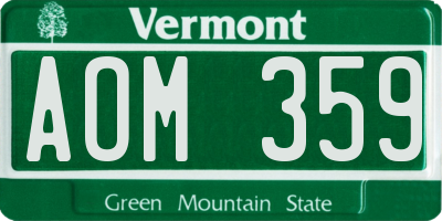 VT license plate AOM359