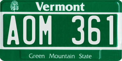 VT license plate AOM361
