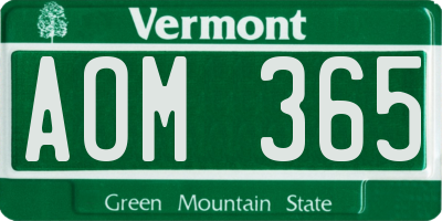VT license plate AOM365