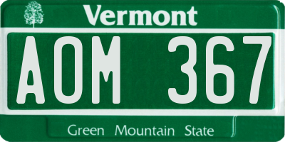 VT license plate AOM367