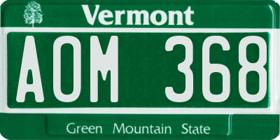 VT license plate AOM368