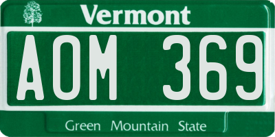 VT license plate AOM369