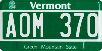 VT license plate AOM370