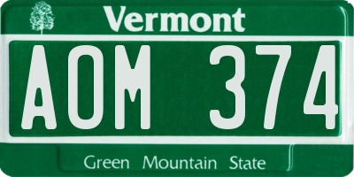VT license plate AOM374