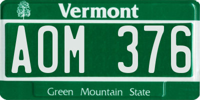 VT license plate AOM376