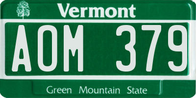 VT license plate AOM379