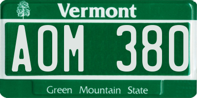 VT license plate AOM380