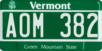 VT license plate AOM382