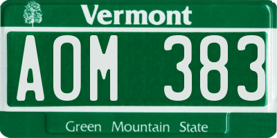 VT license plate AOM383