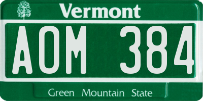 VT license plate AOM384