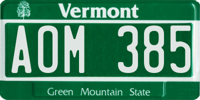 VT license plate AOM385