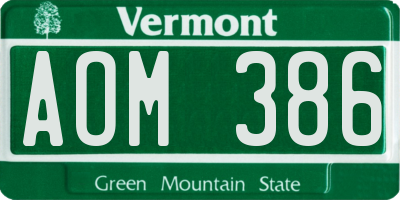 VT license plate AOM386
