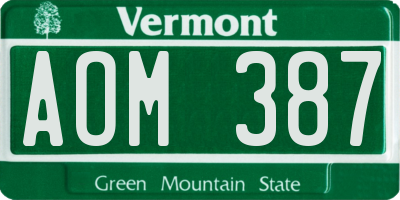 VT license plate AOM387