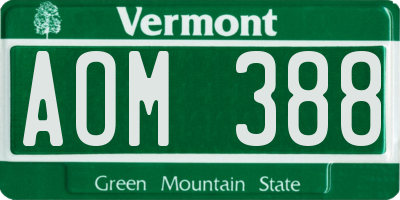 VT license plate AOM388