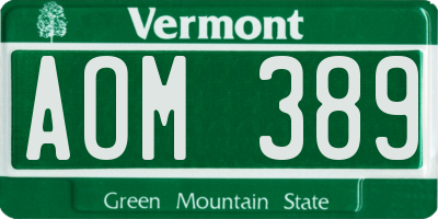 VT license plate AOM389