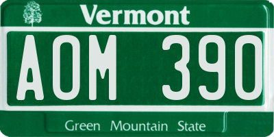 VT license plate AOM390