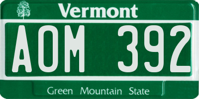 VT license plate AOM392
