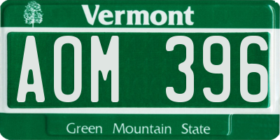 VT license plate AOM396