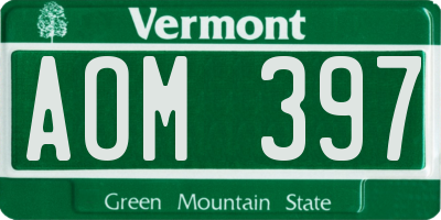 VT license plate AOM397