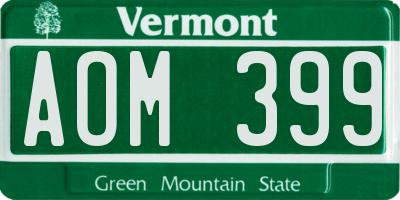 VT license plate AOM399