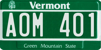 VT license plate AOM401