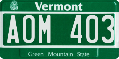 VT license plate AOM403