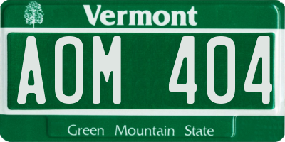 VT license plate AOM404