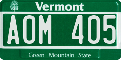 VT license plate AOM405