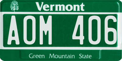 VT license plate AOM406