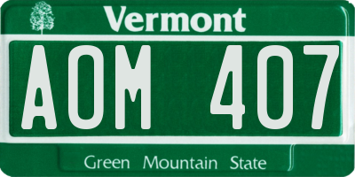 VT license plate AOM407