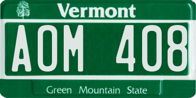 VT license plate AOM408