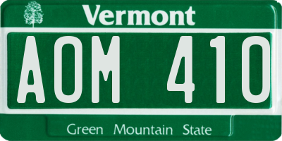 VT license plate AOM410
