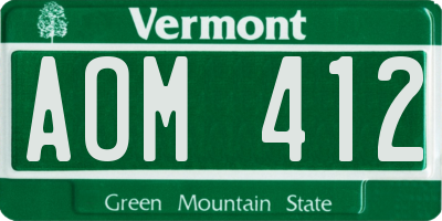 VT license plate AOM412