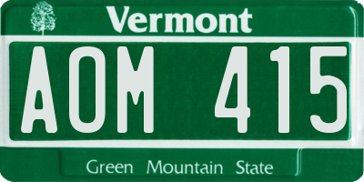 VT license plate AOM415